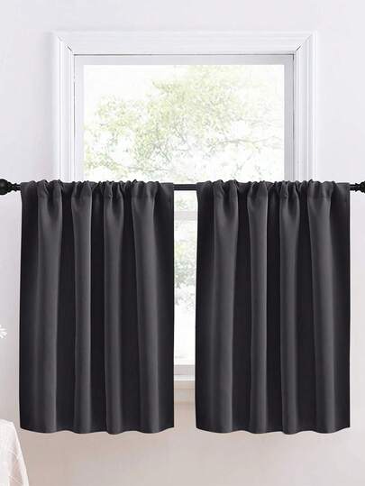 1pc High Blackout Solid Color Curtain Fabric, UV-Resistant Polyester Rod Pocket Top, Easy To Hang, All-Season Blackout, Suitable For Kitchen, Living Room, Office Decoration