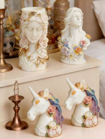 1 pieza Molde de silicona en relieve 3D con retrato romántico de una chica, un caballo y flores | Molde reutilizable de fácil desmoldeo y resistente al calor para hacer velas, yeso, resina y jabón de forma DIY - Perfecto para decoración del hogar, regalo del Día de San Valentín/Día de la Madre para mujeres y arte de velas