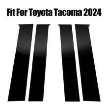 トヨタ タコマ 2024年式用 ブラック ポリカーボネート製 カーウィンドウピラーポストトリムステッカー 4枚セット - 光沢のある黒 - チェックする 6