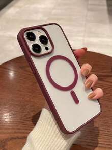 1个全新纯色亚克力磁性粉色手机壳，兼容 16 Pro Max、11/12/13/14 Plus、XR/7/8 Plus/15 Pro Max/17/17 Ari/17 Pro Max，也适用于 Series - 酒紅色 - 查看 4