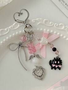 1 PC Y2K Millennium Style Butterfly Bag Charm, Personalized Phone Chain, Teddy Bear Cross Bead Ornament, Keychain - The Perfect Gift - Multicolor - View 11