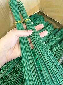 50支2毫米仿真绿色花茎，逼真效果，适用于DIY婚礼和家居装饰、花艺工艺配件，柔软可弯曲的金属丝杆，适合派对、波西米亚风、卧室装饰、情人节和母亲节礼物、春季装饰 - 墨綠色 - 查看 4