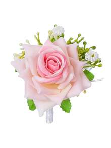 康乃馨玫瑰胸针及纽扣套装，人造花腕花，舞会礼服花环，新郎胸花，婚礼花卉装饰，舞会礼服配饰 - 彩色 - 查看 19