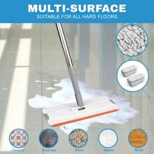Multi-Surface Cleaning Flat Mop Set - 360° Rotation 2 Refill Pads Stainless Steel Handle - Default - View 4
