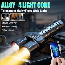 1支双光束白/暖光手电筒 - 独立聚光和泛光控制，实时电量显示，大容量电池仓，适用于洞穴探险、徒步旅行和路边救援 - 款式A - 查看 2