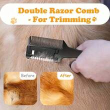 1 Pc Pet Razor Comb With 10 Replacement Blades, 2-In-1 Dog And Cat Hair Trimmer, PP Material Double-Sided Cutting Comb Suitable For Various Breeds, Trimming Tool For Hair Removal And Thinning - Multicolor - View 4
