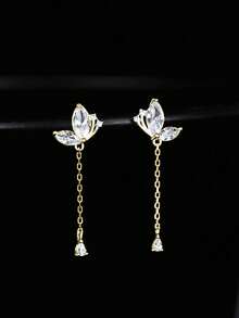 1 Par de Brincos de Borboleta Minimalista e Doce com Borla em Prata Esterlina 925, Projetado para Meninas, Hipoalergênico, Inclui Brincos de Borboleta e Cubic Zircônia, Adequado como Presente de Aniversário para Meninas - Borboleta - Visão 9