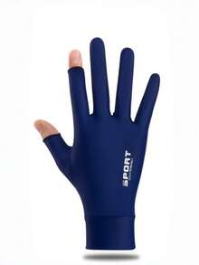 1 par de guantes de seda de hielo gris/negro/azul marino con protección UV, guantes deportivos elegantes de dos dedos con puntas abiertas y palma texturizada antideslizante, transpirables y de secado rápido para pesca, ciclismo y aventuras al aire libre en verano - Multicolor - Ver 9