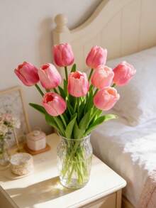 5 Pcs High-Quality Artificial Tulips - Lifelike Bouquets, Artificial Tulip Bouquets, Tulip Floral Decorations, Multi-Colored Pu Material, Suitable For Outdoor Garden Decoration, Vase Decoration, Artificial Plants, Room Decoration, Home Floral Decoration, Wedding Party Decoration, Realistic Artificial Flowers, Suitable For Home Decoration, Easter, Mother's Day, Valentine's Day, Weddings. - Multicolor - View 4