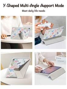 海洋生物图案保护套，带笔槽，Y型支架翻盖设计，兼容A16、Pro 13/12.9/11、Air 11/13、Mini、Air 11英寸、Kindle（第11代，2024年发布）、Kindle Paperwhite（第12代，2024年发布） - 彩色 - 查看 5