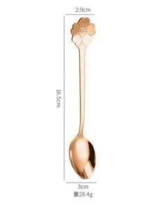 Stainless Steel Dessert Spoon, Creative Flower-Shaped Coffee Stirring Spoon With Long Handle, Gold Cherry Blossom Dual-Head Spoon, Suitable For Afternoon Tea - Multicolor - View 9