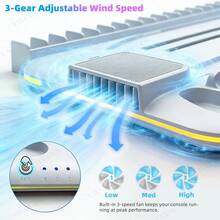 For P5/P5 Slim/P5 Pro Cooling Fan Stand With Dual Controller Charger RGB Ambient Light 15 Game Card Holder Headphone Hook - Multicolor - View 4