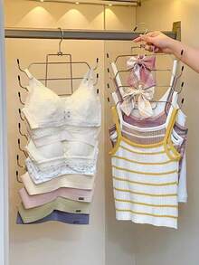 1个不锈钢折叠式晾衣架，内衣悬挂收纳架，8/4层金属文胸挂钩，多层加厚无缝吊带背心衣架 - 彩色 - 查看 1