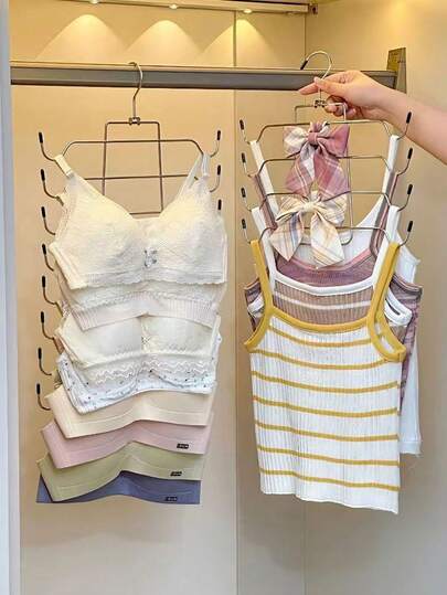 1 قطعة رف تجفيف ملابس قابل للطي من الفولاذ المقاوم للصدأ، رف لتعليق الملابس الداخلية والتخزين، 8/4 طبقات من خطافات حمالات الصدر المعدنية، رف متعدد الطبقات سميك بدون غرز للسترات الداخلية