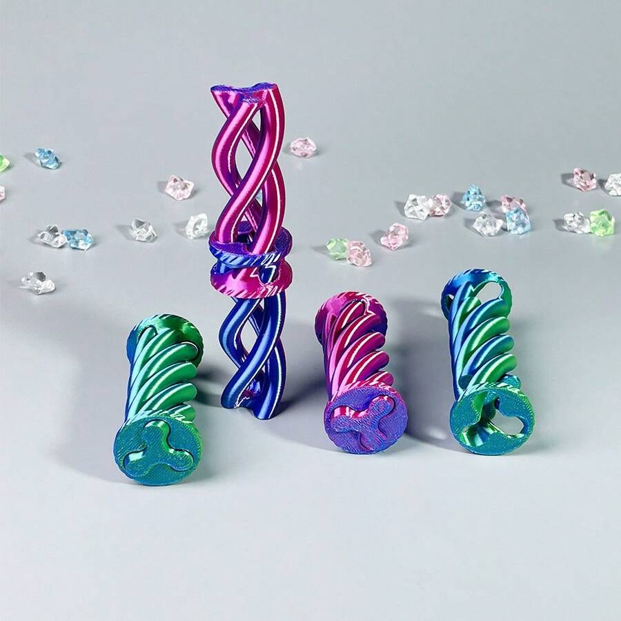 新款3D打印减压玩具，推推扭扭螺旋3D玩具，送给男孩女孩的礼物 - 情人节礼物、新年礼物、生日礼物、圣诞节礼物、万圣节礼物，完美礼物 - 彩色 - 查看 1