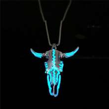 Collar occidental collar luminoso de cuerno de cabeza de buey de toro para mujeres y hombres-B010 - como en la foto - Ver 3