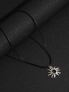 1pc Minimalist Sun Swirl Necklace, Indie Design Choker Necklace For Women - Silver - View 4