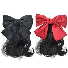 弹簧夹红色蝴蝶结发圈 - Dark Brown - 查看 7