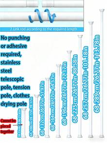 Stainless Steel Extendable Curtain Rod, Shower Curtain Rod, Curtain Rod, Wardrobe Hanging Rod, Extendable Rod, Laundry Drying Rod, Hanging Rod, Bracket, Kitchen Utensil Storage Rod, Curtain Rod, Adjustable Length, Shower Curtain Rod, Kitchen Bathroom Cabinet Shoe Rack Extendable Rod, Adjustable Stainless Steel Drying Rack, Bathroom Extendable Towel Rod, Drying Rack, Curtain Bar Cabinet Hanging Rod, Extendable Shower Curtain Bar Balcony Railing - Multicolor - View 28