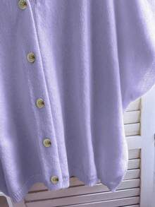Women's Casual Dropped Shoulder Cardigan Sweater, Suitable For Commuting, School, And Vacation, Spring/Summer - Light Purple - View 10