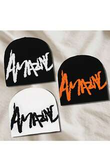 1pc/2pcs/3pcs Letter Knit Hat, Jacquard Knit Hat, Fashion Street Riding Gift, Great Choice For Men And Women, Acrylic Knit Hat, All Seasons - A - View 16