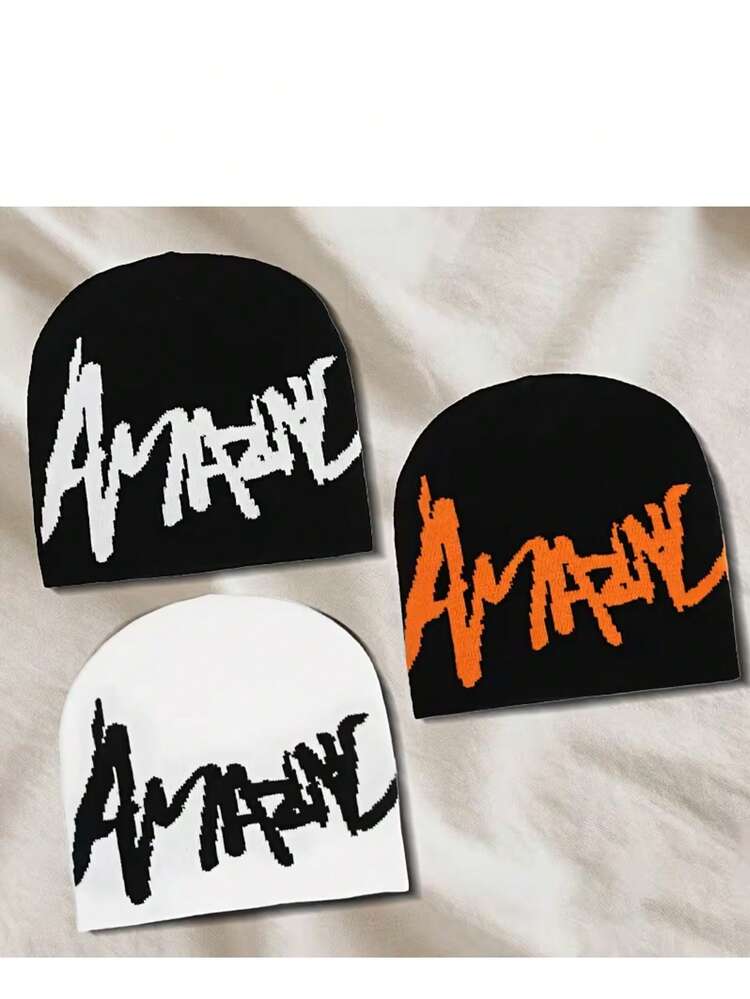 1pc/2pcs/3pcs Letter Knit Hat, Jacquard Knit Hat, Fashion Street Riding Gift, Great Choice For Men And Women, Acrylic Knit Hat, All Seasons - A - View 16
