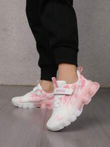 Children's Breathable Mesh Lightweight Non-Slip Colorblock Outdoor Sports Running Shoes, Summer - Pink - View 1