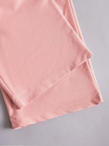 2pcs/Set Tween GirlsCute & Cool Outfit: Pink Cargo Wide Leg Pants + Bow Letter Cropped T-Shirt, Casual Street Style, Music Festival, Daily Wear, Comfortable - White - View 10