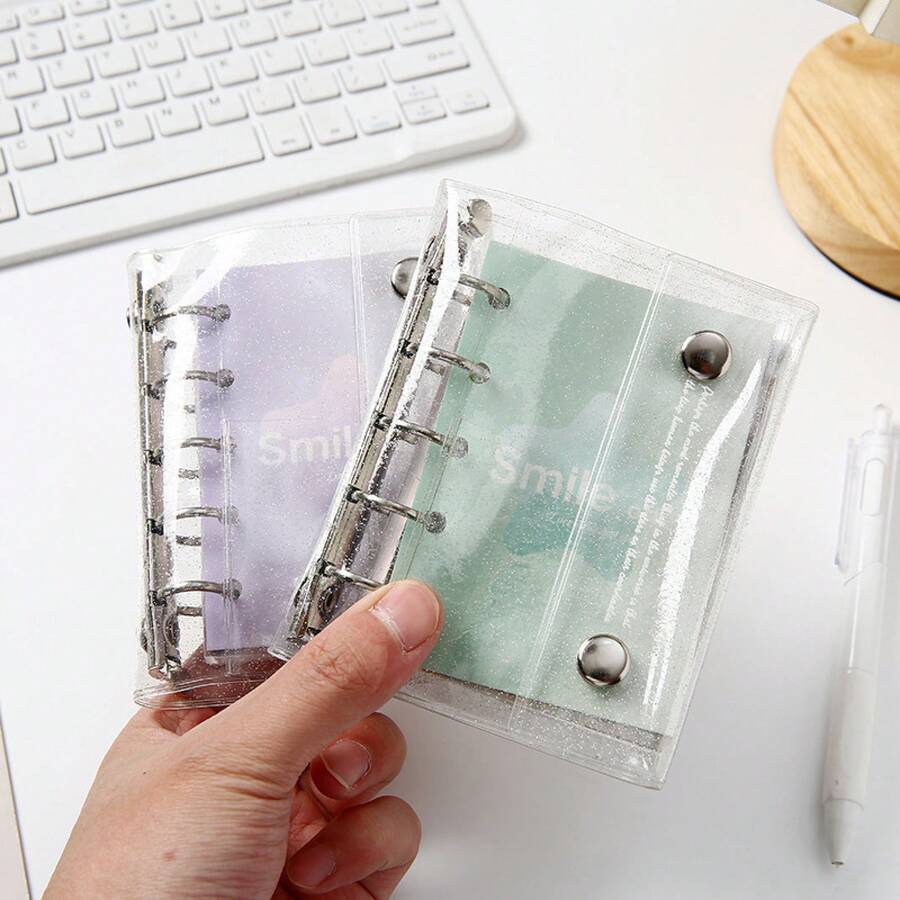 シンプルな m5 ルーズリーフブック pvc ソフトシェル無地透明カバー取り外し可能な増粘リフィルブック - M5風景コレクション[ピンク] - チェックする 1
