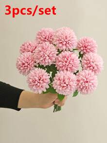 3/12支仿真丝绣球花，逼真球形苋菜花，适用于母亲节、情人节、婚礼、餐桌摆饰、新娘送礼会、餐桌、家庭聚会、生日装饰，29厘米/不含花瓶 - 粉色 - 查看 8