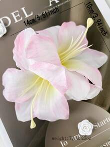 1pc Elegant Lily Flower Hair Clip Headpiece, Versatile Side Floral Accessory For Women, Suitable For Daily Wear, Hair Accessories For Women, Claw Clips, Hair Slide - Pink - View 2