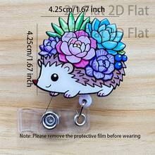 Retractable D Card Holder Reel With Cute Cartoon Design,Teacher Nurse Hospital Badge Holder Office Lanyard 1pc - A - View 3