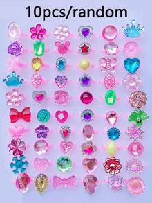 10pcs/Set Colorful Resin Crystal Rings, Suitable For Party And Random Gifts (No Box Included) - Random - View 10