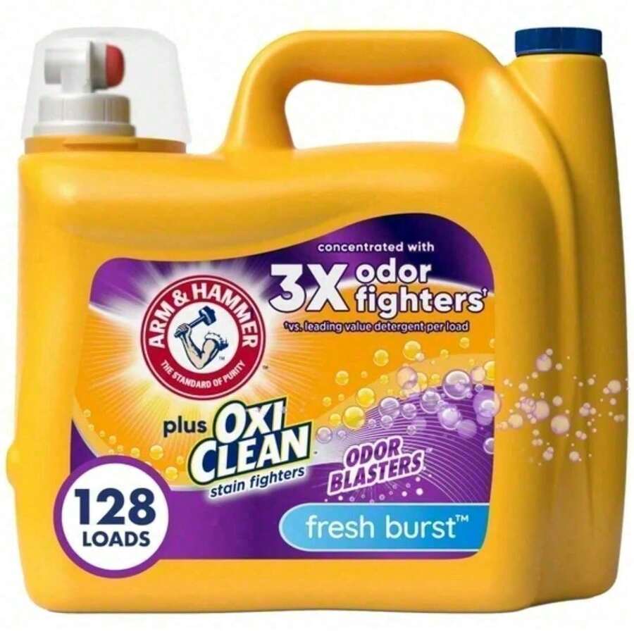 ARM & HAMMER Plus OxiClean Odor Blasters Liquid Laundry Detergent, Fresh Burst – 32.5 Fl Oz, 25 Loads, Powerful Odor Elimination, OxiClean Stain Fighters, Long-Lasting Freshness, Deep Clean, Ideal For Active Families, Sports Gear, And Everyday Laundry, Tough On Odors Yet Gentle On Clothes, Works In All Washing Machines, Helps Remove Tough Stains & Dirt, Fresh Burst Scent For A Clean, Invigorating Feel. - Đơn - Xem 1