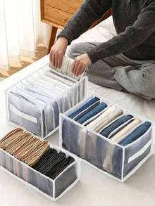 1 pezzo Scatola portaoggetti con scomparti, organizer per biancheria intima, calze, vestiti, pantaloni, scarpe, jeans, stivali, gonne, per l'organizzazione e lo stoccaggio in camera da letto - Bianco - Visualizzare 5