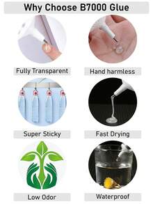 B-7000 水钻胶 110毫升/50毫升/25毫升/15毫升 3.7 液体盎司，透明 B-7000 超级珠宝胶，工业级透明粘合剂，适用于织物、手机、珠宝、水晶、美甲、石头、木材、玻璃 - B-7000 - 查看 5