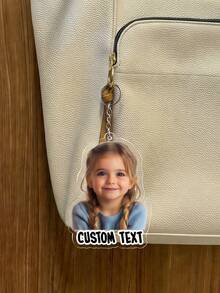 1/2pcs Customized Photo Personalized Name Custom Portrait Acrylic Keychain, Holographic Bag Charm For Backpack Decoration Fashion Accessory - Multicolor 2 - View 4