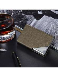 Soporte para tarjetas de visita de acero inoxidable creativo y de moda con tapa abatible y diseño en ángulo - Porta tarjetas de visita en ángulo - Ver 7