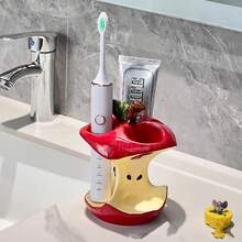 Apple-Shaped Toothbrush Holder - A Bathroom Countertop Storage Device Without Holes, Red And Yellow Color To Prevent Water Accumulation, A Creative Home Gift - Đỏ - Xem 6