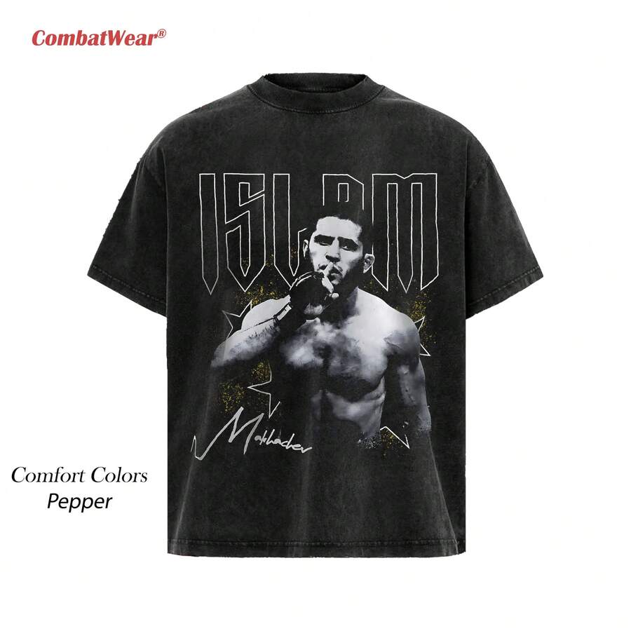 Super Value Hot Plus Size T-Shirt Islam Makhachev Double Champ Tee, MMA Fan Custom Graphic Design, Gym Wear, Gift For Fighters, Sports Apparel. The Fabric Is Comfortable, Making It The Best Gift For Friends And Fans. HD006 - màu đen - Xem 1