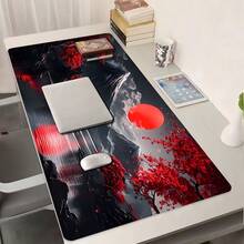 YUFZX Red Moon Japanese Mountain Gaming Desk Mat - Extended Large Non-Slip Mouse Pad, Stitched Lock Edge, Waterproof Desktop Protection Pad With Cherry Blossom Dark Art, Perfect Gift For Family & Friends - Multicolor - View 5