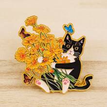 Cute Black Cat Dachshund Enamel Pin Animals Moth Brooch Pines Lapel Pins Badge On Backpack Clothing Accessories Jewelry Gifts - Gold - View 8
