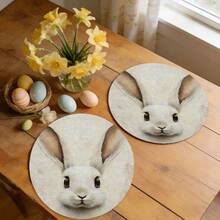 一套兔子图案圆形餐垫，适合春、夏、秋、冬四季使用。 - 彩色 - 查看 11