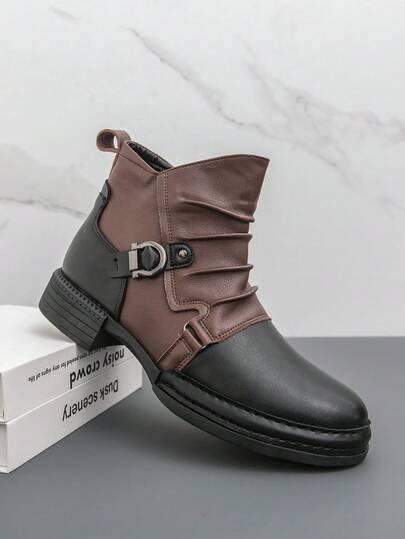 Handmade Fashion Chelsea Boots, Versatile Men's Slip-On Dress/Work Shoes, Side Zipper, Breathable Lightweight All-Season, Plus Size 38-46, Pointed Toe English Style Ankle Boots