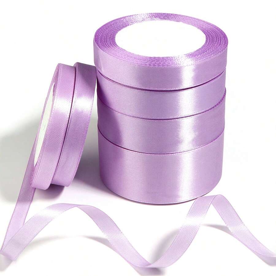 25码/卷薰衣草色缎带，纯色亮面面料，适用于DIY婚礼请柬、新娘捧花、礼品包装、派对装饰、缝纫工艺、新娘捧花配饰、婚礼装饰