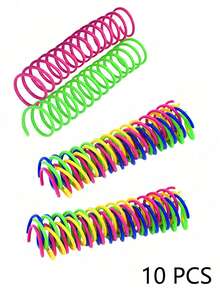 Random Color Cat Toys, Retractable Spring Ball Toys, Colorful Spring Tubes, Interactive Rolling Ball Lively Spring, Caged Mouse Spring Toys, Indoor Cat Pet Supplies, Durable, Encourage Cat Exercise - Multicolor - View 17