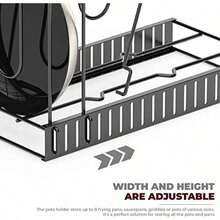 Organizadores de Estantes Para Ollas Organizador de ollas y sartenes de 8 niveles para organización y almacenamiento de cocina soportes para tapas de ollas con 3 métodos de bricolaje-074 - Negro998 - Ver 3