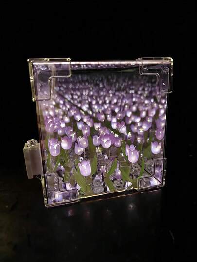 DIY Tulip Mirror Nightlight, Bedroom Bedside Atmosphere Lamp, Artificial Flower Nightlight, Valentine's Day Gift, Handmade Birthday Gift For Friends And Colleagues