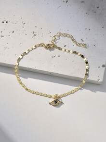 Tkool 1pc Classic Design With Exquisite Devil's Eye Pendant Anklet For Women - Yellow Gold - View 2