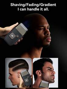 1个男士往复式电动剃须刀，不锈钢材质，LED数字显示屏，USB充电，电池续航时间长，适用于面部和鬓角修剪 - 彩色 - 查看 2